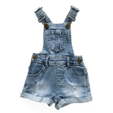 Little Bipsy Shortie Denim Overall - Light Wash