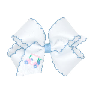 Medium Wee Ones Golf Embroidered Hair Bow on Clippie - Golf
