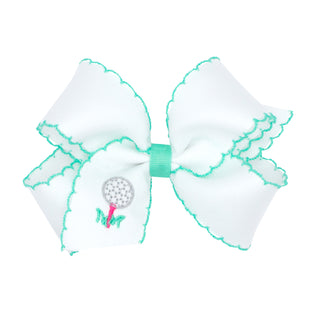 Medium Wee Ones Golf Embroidered Hair Bow on Clippie - Tee