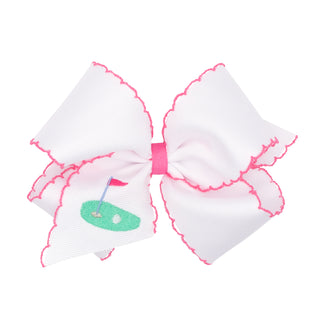 King Wee Ones Golf Embroidered Hair Bow on Clippie - Golf