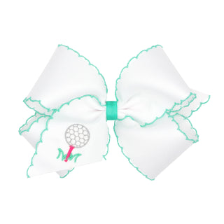 King Wee Ones Golf Embroidered Hair Bow on Clippie - Tee