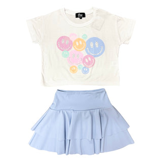 FBZ Pastel Smiley Rhinestone White S/S Tee