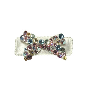 Bari Lynn Small Crystalized Bow on Satin Snap Clip