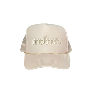 "Mother." Embroidered Trucker Hat - Sand