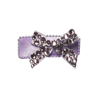 Bari Lynn Small Crystalized Bow on Satin Snap Clip