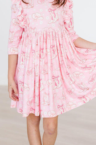 Mila & Rose 3/4 Sleeve Ruffle Twirl Dress - Howdy