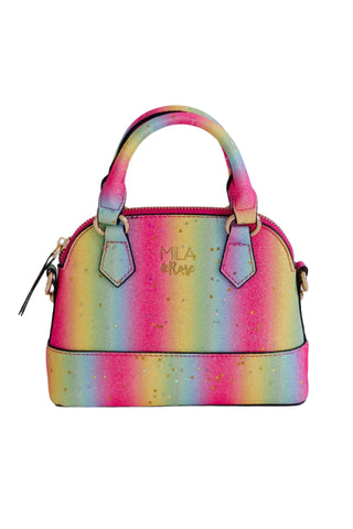 Mila & Rose Girl's Crossbody Purse - Neon Rainbow Glitter