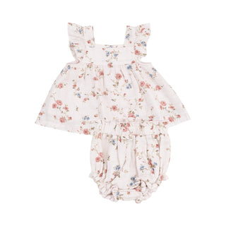 Angel Dear Muslin Pinafore with High Waisted Diaper Cover - Climbing Roses