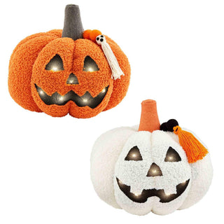 Mud Pie Sherpa Light Up Pumpkin, Mud Pie, Boo Basket, cf-type-plush, cf-vendor-mud-pie, Decor, Halloween, Halloween Decoration, Light Up Pumpkin, Sherpa Pumpkin, Plush - Basically Bows & Bowt