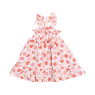 Angel Dear Muslin Smocked Ruffle Sundress - Strawberry Bliss