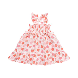 Angel Dear Muslin Smocked Ruffle Sundress - Strawberry Bliss