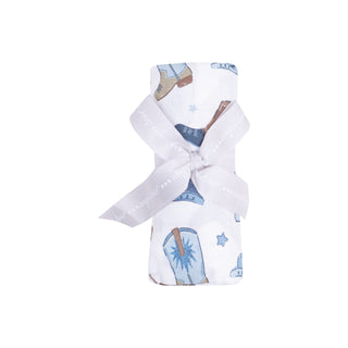 Angel Dear Muslin Swaddle Blanket - Cowboy Boots Blue