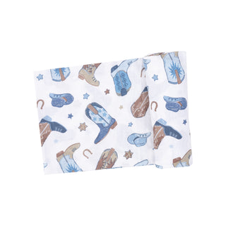 Angel Dear Muslin Swaddle Blanket - Cowboy Boots Blue