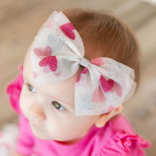 Sweet Wink, Sweet Wink Glitter Heart Valentine's Day Tulle Baby Headband - Basically Bows & Bowties