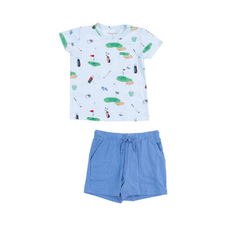 Angel Dear Crew Neck Tee & Short Set - Golf Things Blue