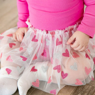 Sweet Wink, Sweet Wink Glitter Heart Valentine's Day L/S Tutu Bodysuit - Basically Bows & Bowties