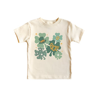 Lucky Clover St. Patrick's Day Top Hat Short Sleeve Tee - Natural