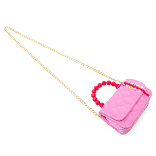 Zomi Gems Pearl Handle Message Charm Handbag For Kids -  Hot Pink