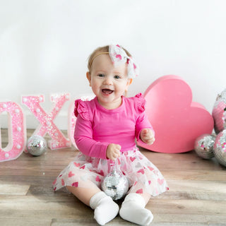 Sweet Wink, Sweet Wink Glitter Heart Valentine's Day L/S Tutu Bodysuit - Basically Bows & Bowties