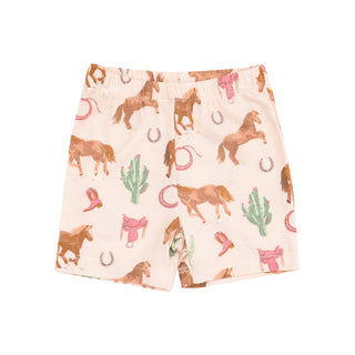 Angel Dear Loungewear Short Set - Western Horses Pink