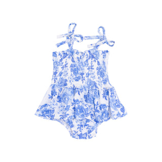 Angel Dear Smocked Bubble with Skirt - Roses in Blue