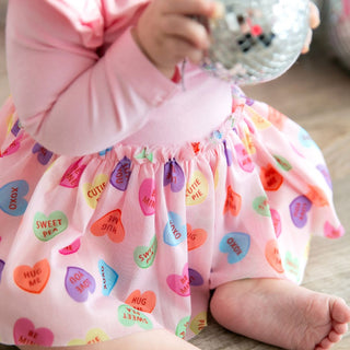 Sweet Wink, Sweet Wink Candy Hearts Valentine's Day L/S Tutu Bodysuit - Basically Bows & Bowties