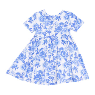 Angel Dear Twirly Short Sleeve Dress - Roses in Blue