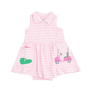 Angel Dear Applique Polo Collar Bodysuit Dress - Golf