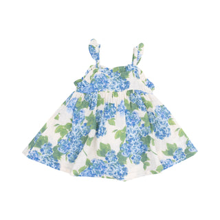 Angel Dear Muslin Paperbag Ruffle Sundress - Watercolor Hydrangeas