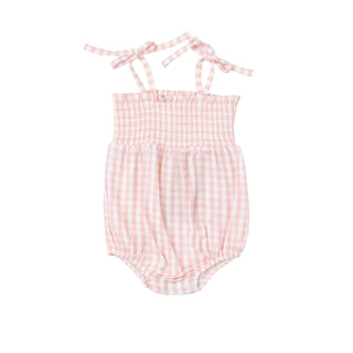 Angel Dear Tie Strap Smocked Bubble - Mini Pink Gingham