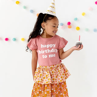 Happy Birthday To Me Toddler Girl Ruffled Top