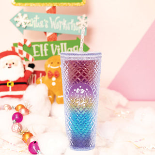 Tall Dazzling Jewel Holographic Tumbler - Rainbow