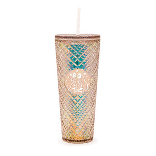 Tall Dazzling Jewel Holographic Tumbler - Gold