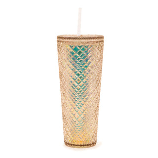 Tall Dazzling Jewel Holographic Tumbler - Gold