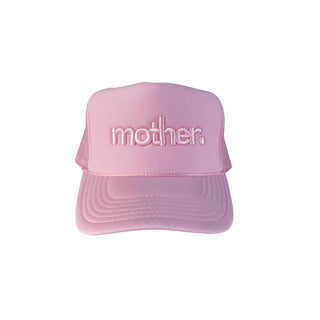 "Mother." Embroidered Trucker Hat - Flamingo Pink