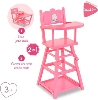 Corolle Baby Doll High Chair 2-in-1 Design for 14" & 17" Baby