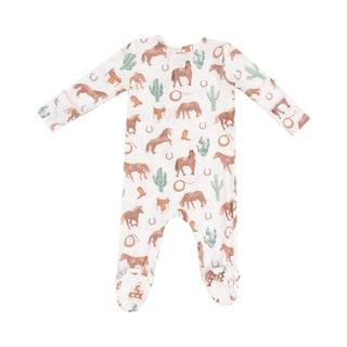 Angel Dear 2 Way Zipper Footie - Western Horses