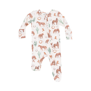 Angel Dear 2 Way Zipper Footie - Western Horses