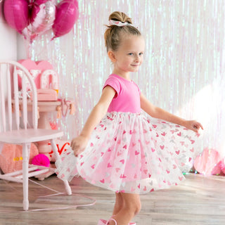 Sweet Wink, Sweet Wink Glitter Heart Valentine's Day S/S Tutu Dress - Basically Bows & Bowties