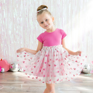 Sweet Wink, Sweet Wink Glitter Heart Valentine's Day S/S Tutu Dress - Basically Bows & Bowties