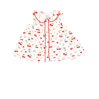 Angel Dear Gingham Ric-Rac Peter Pan Collar Dress - Watercolor Cherries