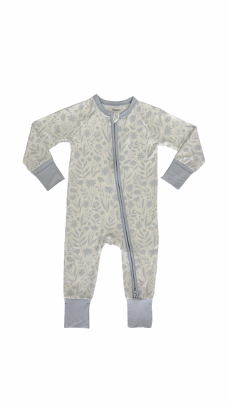 In My Jammers Mia Blue Floral Zipper Romper, In My Jammers, Bamboo, Bamboo Pajamas, Bloom, cf-size-0-3-months, cf-size-12-18-months, cf-size-18-24-months, cf-size-2t, cf-size-6-9-months, cf-s