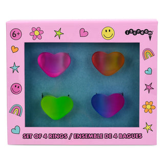 Iscream Ombre Heart Rings Set (4pc Set)