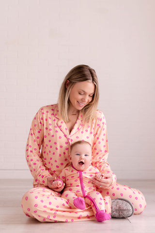 In My Jammers, In My Jammers Pink Kiss Zipper Romper - Basically Bows & Bowties