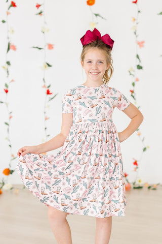 Mila & Rose, Mila & Rose Short Sleeve Pocket Twirl Dress - Cactus Cowgirl - Basically Bows & Bowties