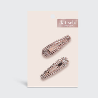 Kitsch, Kitsch Mini Rhinestone Snap Clips - Rose Gold - Basically Bows & Bowties