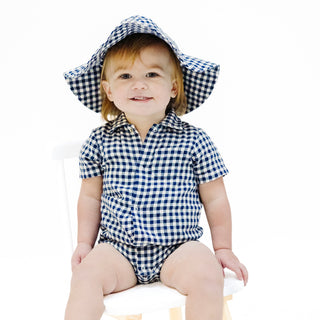 Angel Dear Wide Brim Sunhat - Navy Gingham