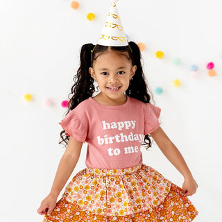 Happy Birthday To Me Toddler Girl Ruffled Top