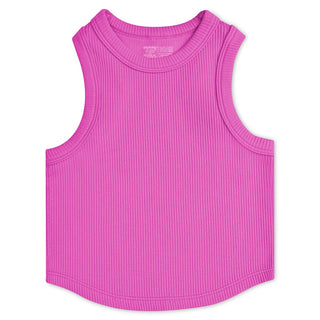 Iscream Cropped Ribbed Racerback Tank Top - Pretty Pink