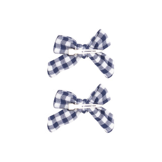 Angel Dear 2-Pack Hair Bows with Clips - Navy Gingham